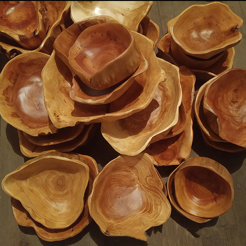 – Household Irregular Root Carved Wooden Tray